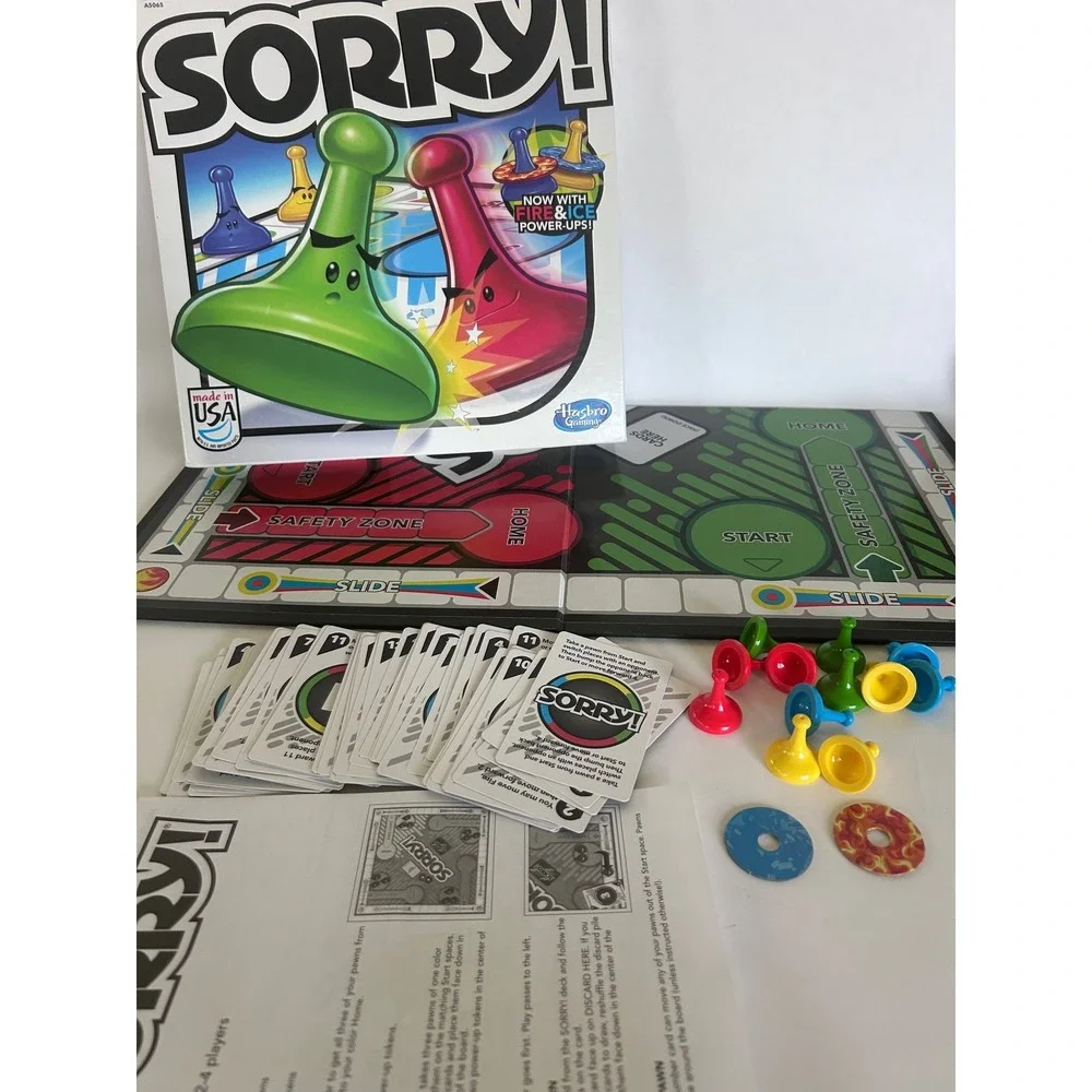 Sorry Board Game 2013 Hasbro Fire & Ice Power Ups Complete Family Night